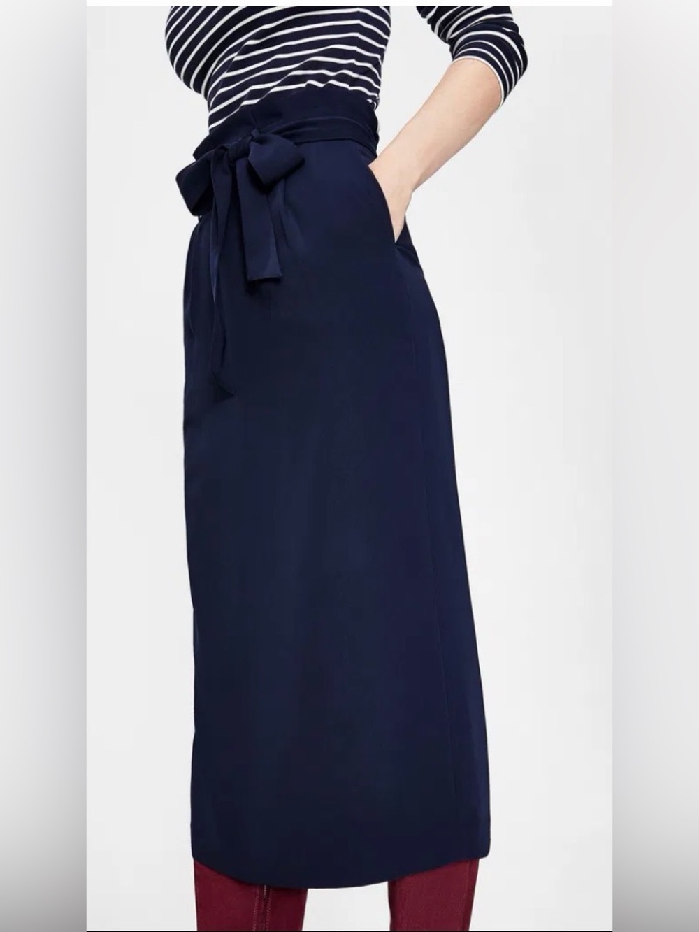 Boden Melina Paper bag Skirt - Wool Navy Sz 16 - Picture 2 of 10